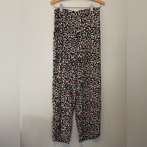 Vera Moda Saga Woman’s M  Pink Leopard Print Pants High Waist Baggy.